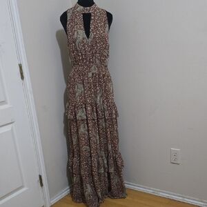 Womens Bohenian Aura Elegant Paisley Maxi Dress Size M
